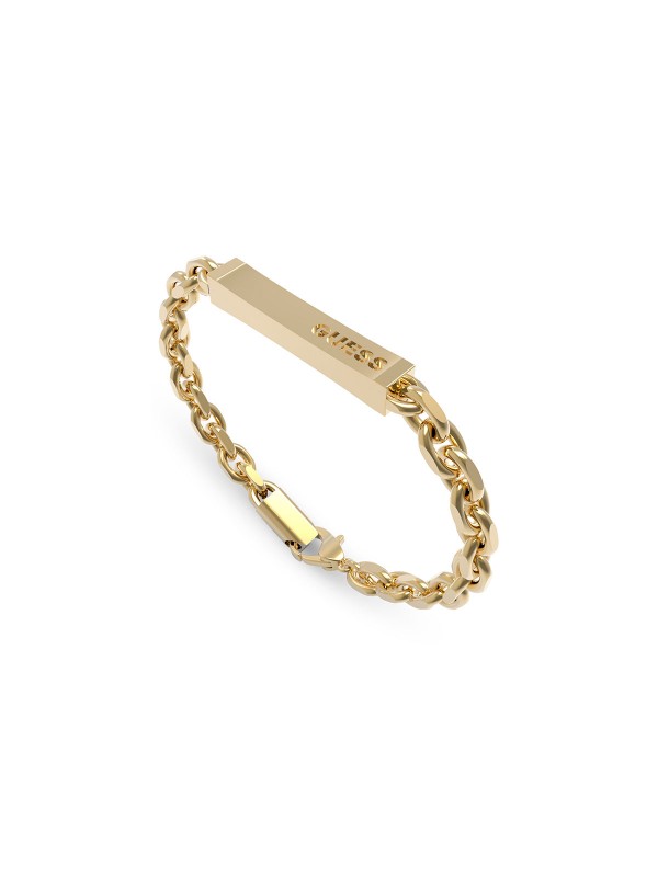 Guess X Plate mušku narukvicu sa Guess logotipom - model u boji žutog zlata, brzo i lako poručite putem S&L Jokić online prodavnice na kućnu adresu.