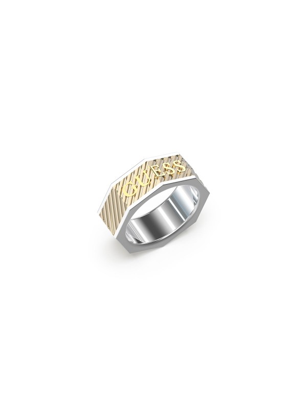 Guess Bond Street muški prsten - model oktagonalnog oblika u kombinaciji boja srebra i žutog zlata, brzo i lako poručite putem Timer.co.rs online shop-a.