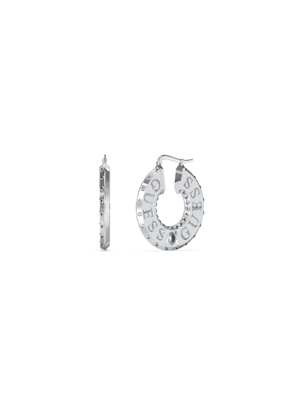 Guess Just Guess ženske minđuše sa logotipom - model od nerđajućeg čelika u boji srebra, brzo i lako poručite putem S&L Jokić online prodavnice.