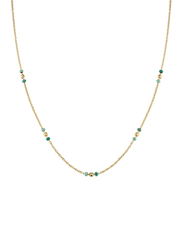 Ukrasite vaš izgled uz ovu ogrilicu - ROSEFIELD EMERALD DOTTED NECKLACE - Podesvia dužina ✔️ Žuto zlato ✔️ Nerđajući čelik ✔️ - Poručite online !