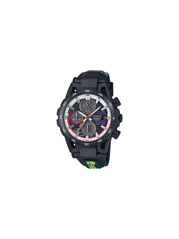 Limitirani solarni hronograf EDIFICE, inspirisan trkačkim automobilom TOM'S KP47 Skarlet, savršen za ljubitelje motosporta.