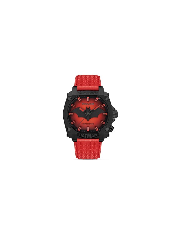 Limitirani POLICE sat Batman Edition sa crvenim kožnim kaišem i pozadinskim osvetljenjem, idealan za dnevne i noćne misije.
