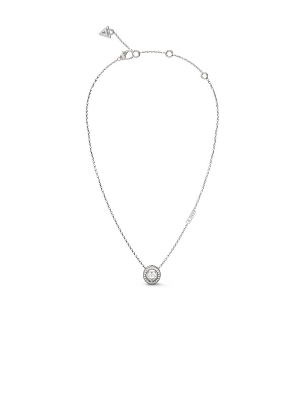 GUESS srebrna ogrlica sa providnim kristalom u obliku srca, podesiva dužina 41-46cm. Idealna za elegantan izgled.