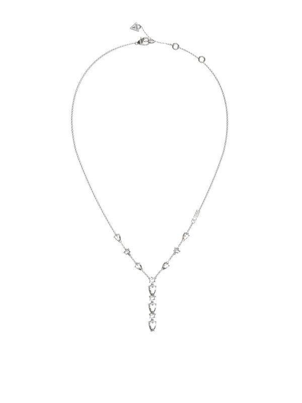 Guess srebrna ogrlica s kristalima, podesiva dužina 46-51cm. Elegancija i sjaj za svaku priliku.