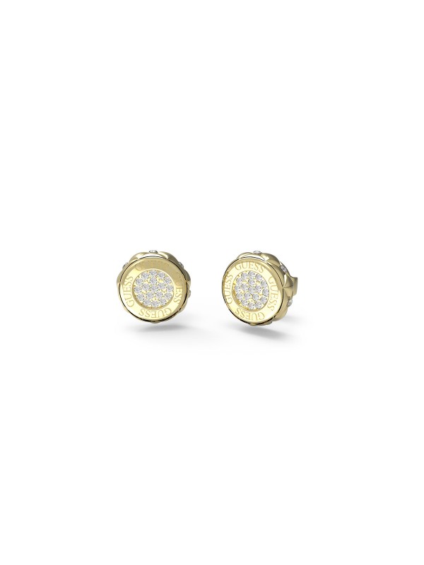 GUESS ženske minđuše u boji žutog zlata sa cirkonima, elegantan dizajn od nerđajućeg čelika, veličina 10mm.