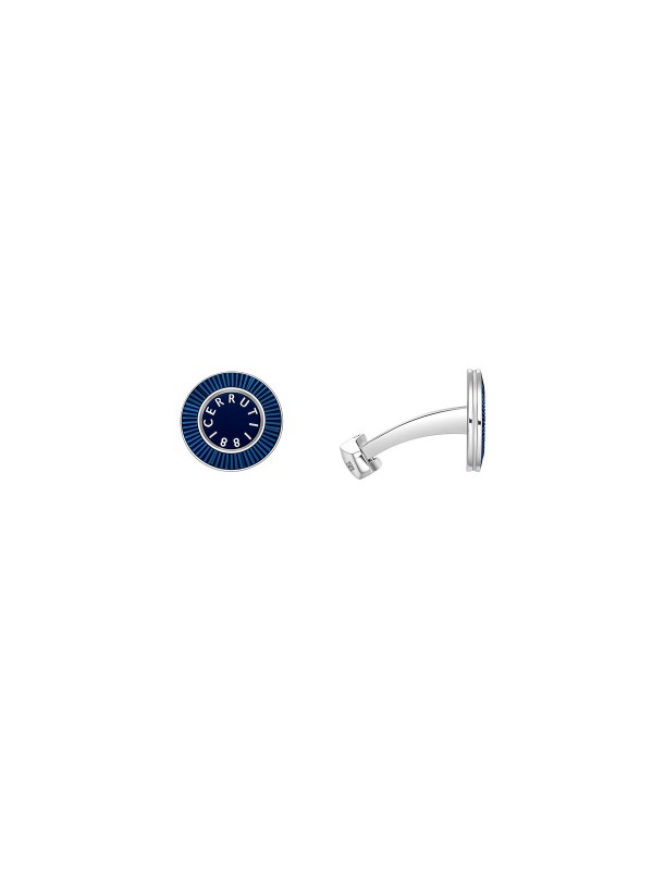 Dugmat za manžetne u teget boji - CERRUTI 1881 SOLANIA - Logotip ✔️Boja srebra ✔️Visoki kvalitet ✔️- Poručite online!