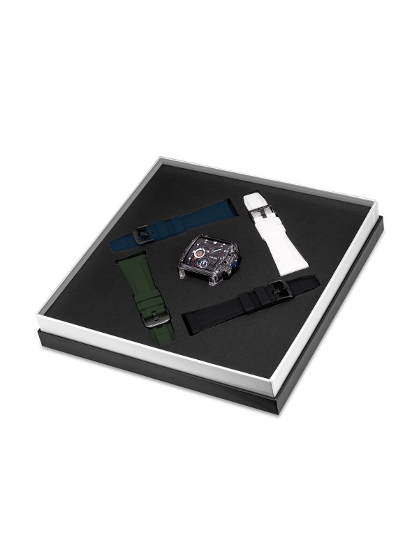 Muški box set - POLICE CLOUT BOX SET - Sat ✔️4 silikonske narukvice ✔️Visoki kvalitet ✔️- Poručite online!
