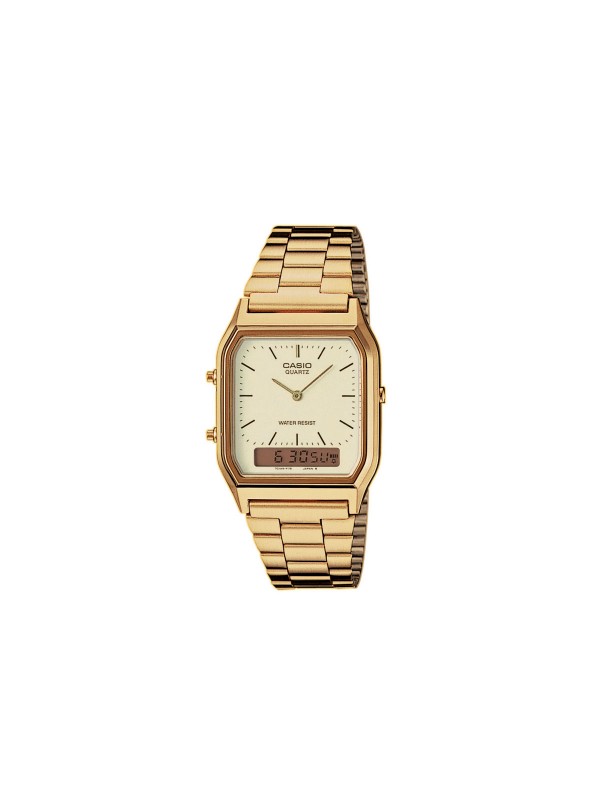 Analogno digitalni sat u boji žutog zlata - CASIO VINTAGE EDGY - Unisex ručni sat pravougaonog oblika - Poručite online!