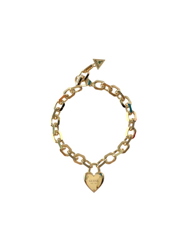 Otkrijte elegantnu Guess narukvicu "All You Need Is Love" od žutog zlata sa srcolikim katancom. Savršen modni dodatak za svaku priliku.