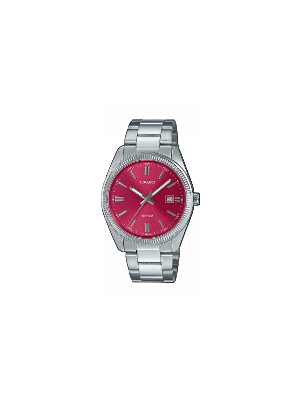 Otkrijte CASIO MTP-1302PD-4AVEF, klasičan sat s crvenim brojčanikom, datumom, vodootporan do 50m, idealan za svaku priliku.
