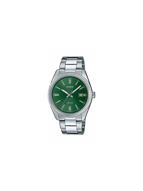 Otkrijte eleganciju s CASIO MTP-1302PD-3AVEF: klasični sat, zeleni brojčanik, datum, vodootporan do 50m, neonski prikaz. Idealno za svaku priliku.