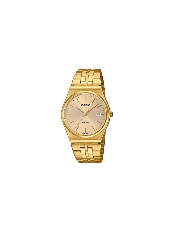 Otkrijte Casio MTP-B145G-9AVEF: elegantan čelični sat u zlatnoj boji s datumom, vodootporan do 50m. Retro šik za svaki zglob!