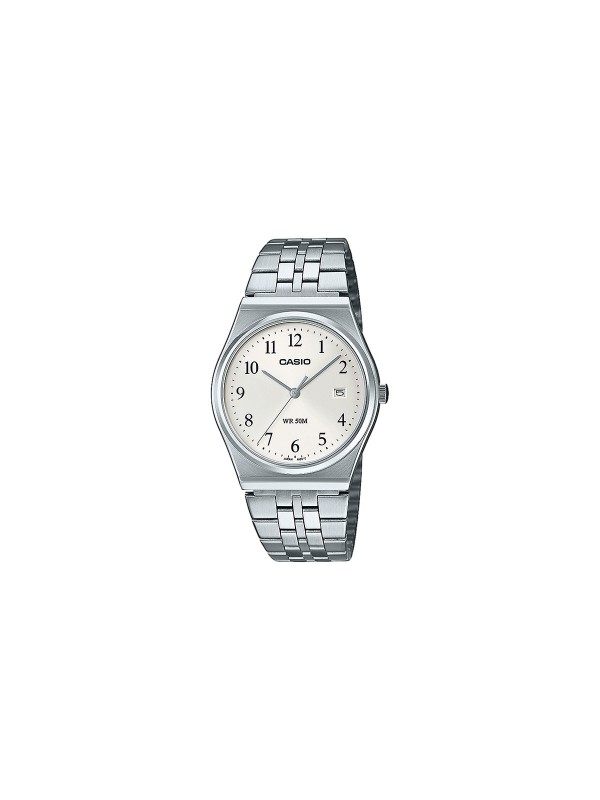 Otkrijte Casio MTP-B145D-7BVEF: klasičan sat s retro šarmom, srebrnim brojčanikom i jasnim arapskim brojevima. Vodootporan do 50m.