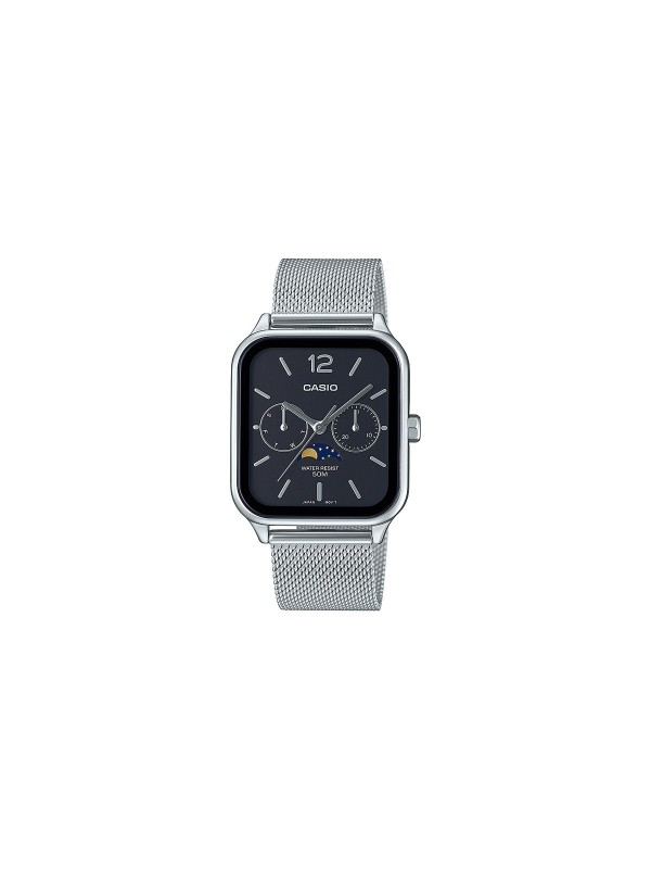 Elegantni Casio MTP-M305M-1AVER s indikatorom mesečevih mena. Vodootporan do 50m, mesh narukvica od nerđajućeg čelika. Idealno za svaki stil