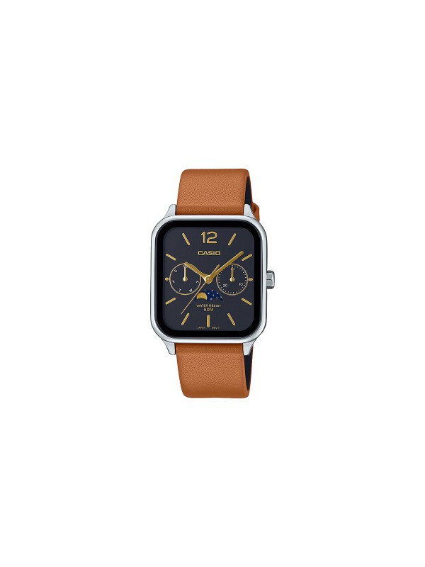 Otkrijte Casio MTP-M305L-1AVER, elegantan sat s indikatorom mesečevih mena, kožnom narukvicom i vodootpornost do 50m.