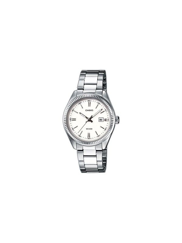 Otkrijte CASIO klasičan ženski sat LTP-1302PD-7A1VEG: elegantan, srebrni dizajn, beli brojčanik s datumom, vodootporan do 50m. Idealno za svaki dan.