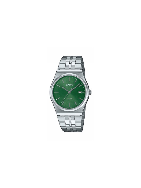 Otkrijte CASIO MTP-B145D-2A2VEF: klasičan dizajn, zeleni brojčanik, datum, vodootporan do 50m. Retro šik za svaki dan.