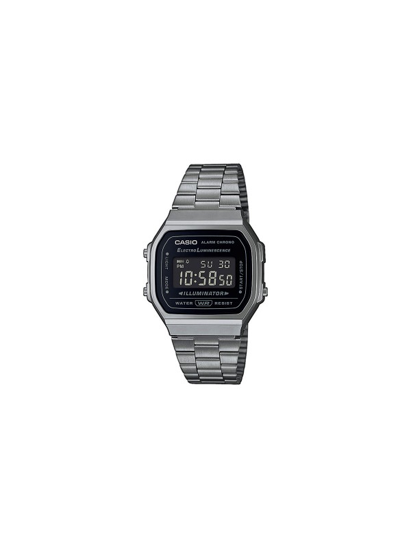 Otkrijte CASIO Vintage A168WEGG-1BEF, retro digitalni sat u crnoj boji s alarmom, štopericom i osvetljenjem. Stilski i funkcionalan.