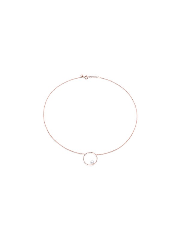 Otkrijte eleganciju BURATO Pearl Circle ogrlice od 18ct roze zlata s orijentalnim biserom. Savršen spoj kruga i bisera za besprekoran stil.