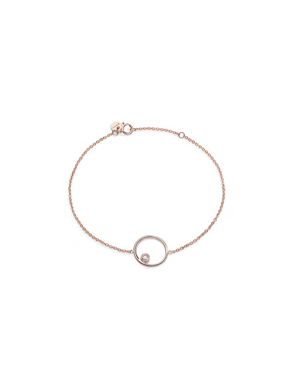 Otkrijte eleganciju BURATO Solitaire narukvice od 18ct roze zlata s blistavim okruglim dijamantom, savršen spoj klasičnog i modernog.
