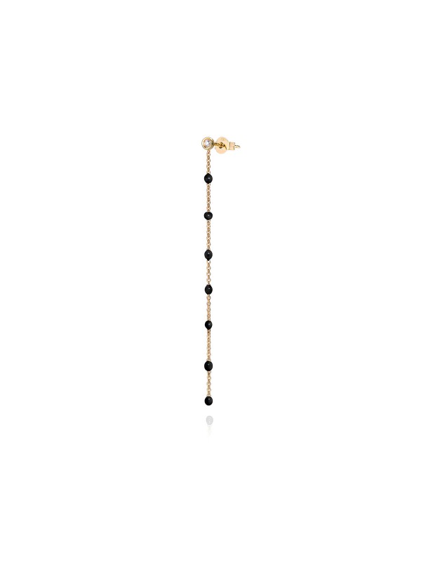 Elegantna Burato Dots minđuša od 18ct žutog zlata s dijamantom i crnim kuglicama. Savršena za glamurozan ili tradicionalan stil.