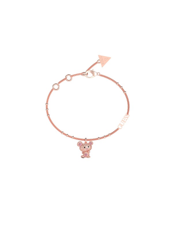 Vintage Guess narukvica u boji roze zlata s priveskom meda, idealan modni dodatak za svaki stil.