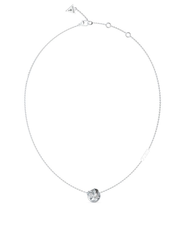 Guess srebrna ogrlica od nerđajućeg čelika s isprepletenim krugovima, podesiva dužina 41-46cm.