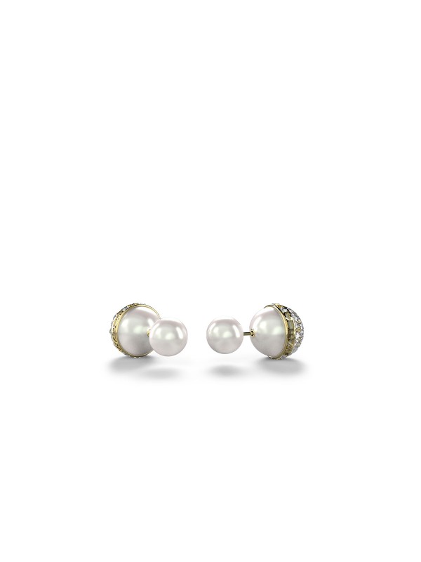 Guess minđuše u boji žutog zlata sa biserom i cirkonima, prečnika 11,5mm/8mm, od nerđajućeg čelika.
