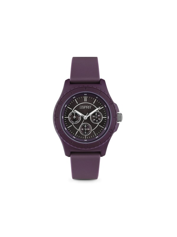Elegantni Esprit ženski sat od reciklirane plastike u bordo boji, prečnika 38mm, sa kvarcnim mehanizmom i vodootpornošću do 30m.