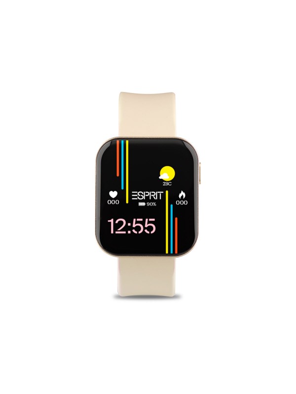 Moderan Esprit pametni sat sa bež silikonskom narukvicom, AMOLED ekranom i naprednim funkcijama za aktivan stil života.