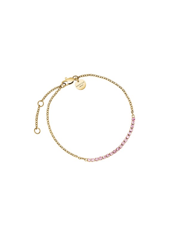 Elegantna Rosefield TENNIS narukvica od čelika sa roze cirkonima, savršena za svaki stil. Podesiva dužina 16,5-19,5cm.