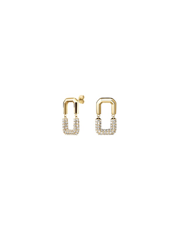 Rosefield ženske minđuše Half Studs Gold: elegantan dizajn od nerđajućeg čelika sa cirkonima za savršen stil svaki dan.