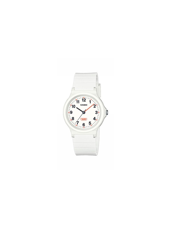 Elegantni ženski Casio sat u beloj boji, lagan i vodootporan, sa akrilnim staklom i dugotrajnom baterijom.