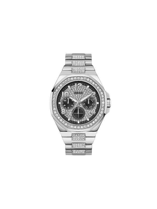 Elegantni muški sat u boji srebra sa cirkonima, prečnika 46mm, nudi kvarcni mehanizam i vodootpornost do 50m.