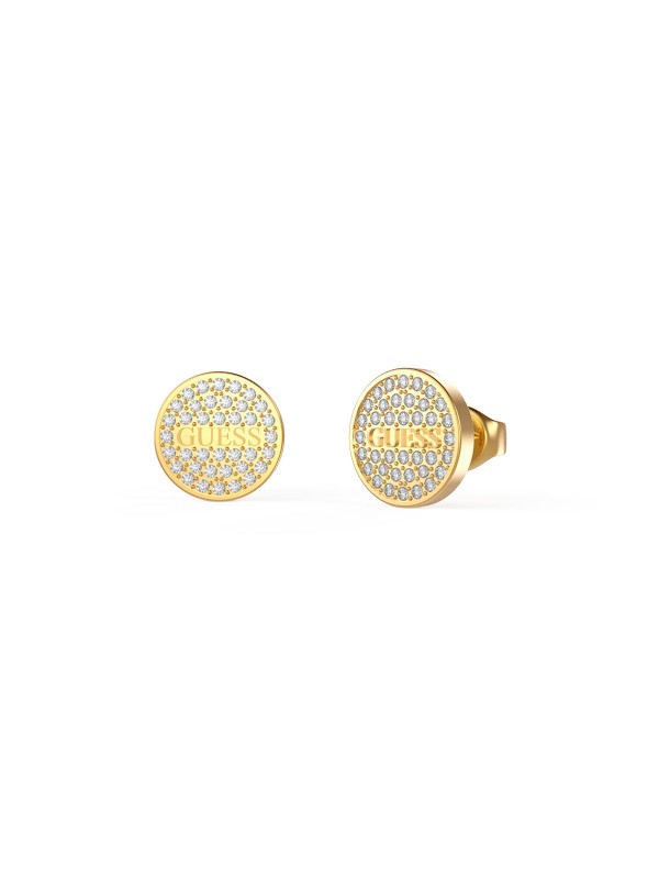 Elegantne GUESS minđuše u boji žutog zlata sa cirkonima, prečnika 11mm. Dodajte sjaj svom stilu uz ove predivne minđuše!