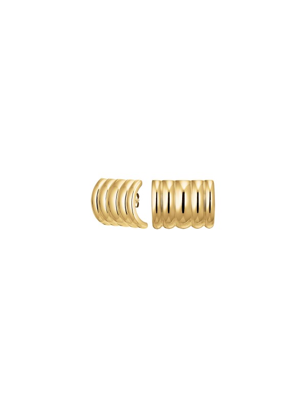 Rosefield minđuše Ribbed Earrings od nerđajućeg čelika u boji žutog zlata za elegantan i moderan izgled.