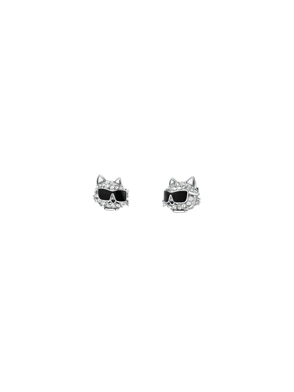 Karl Lagerfeld CHARMS minđuše KLAYD21 – prefinjene ženske minđuše od čelika u boji srebra sa motivom mačke Choupette optočene cirkonima. Veličina 13mm.