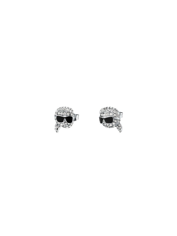 Karl Lagerfeld CHARMS minđuše KLAYD20 – elegantne ženske minđuše od čelika u boji srebra sa priveskom KARL glave, optočene cirkonima. Veličina 13mm.