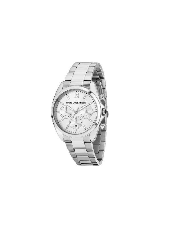 Karl Lagerfeld ROUND ESSENTIALS sat R0553101503 – elegantan ženski multifunction sat od nerđajućeg čelika u boji srebra sa srebrnim sunray brojčanikom. Vodootpornost do 50 m.