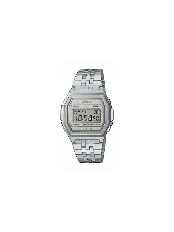 CASIO A1000A-7EF – retro digitalni unisex sat u boji srebra, izrađen od nerđajućeg čelika sa kompaktnim dimenzijama i klasičnim dizajnom. LED osvetljenje, štoperica, dnevni alarm i automatski kalendar čine ga idealnim za svakodnevnu upotrebu. Vodootpornost u skladu sa standardom ISO 22810.