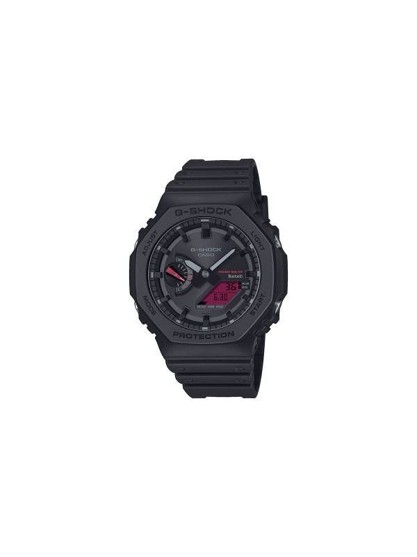 G‑SHOCK GA-B2100BBR-1AER – sportski muški sat sa crnim kućištem i narukvicom, crveni LCD ekran, Bluetooth, solarna baterija, vodootporan do 200 m.