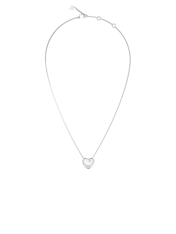 Guess ICONIQUE srebrna ogrlica sa jedinstvenim priveskom u obliku balon srca, ukrašena cirkonima. Stylish i romantičan komad za svaki dan.