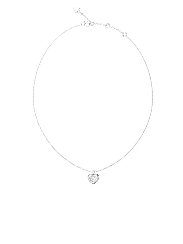 Guess L.O.V.E. ogrlica od nerđajućeg čelika u boji srebra, ukrašena srcem sa cirkonima. Suptilno, moderno i savršeno za svakodnevnu eleganciju.