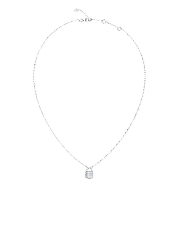 Elegantna Guess MY SECRET ogrlica u boji srebra sa mini pavé katanacem. Suptilan, moderan dodatak koji unosi profinjen sjaj u svaki stil.