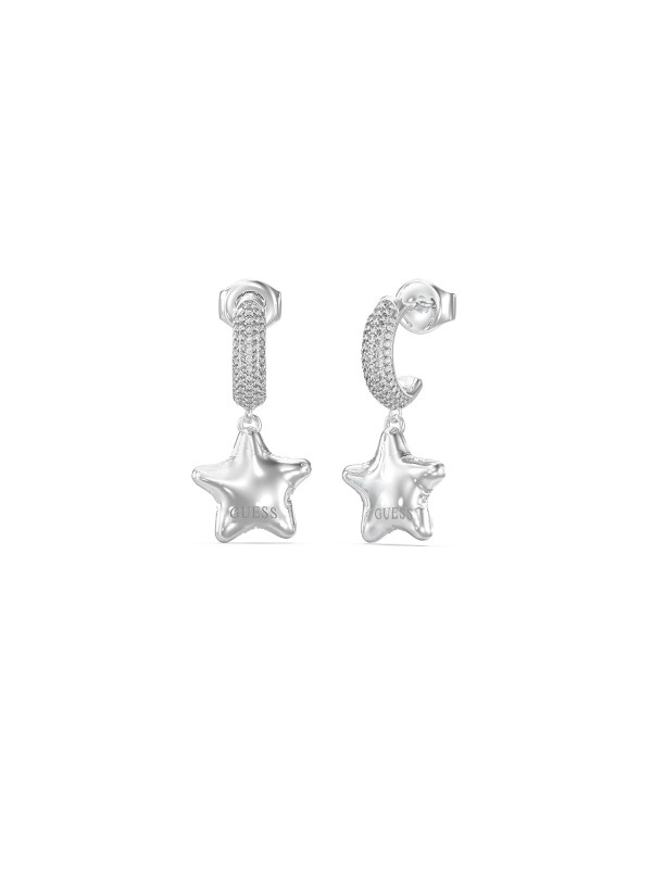 Guess ICONIQUE ženske minđuše u boji srebra, moderna alka sa cirkonima i privjeskom u obliku zvezde. Elegantne, trendi i idealne za svaki stil.