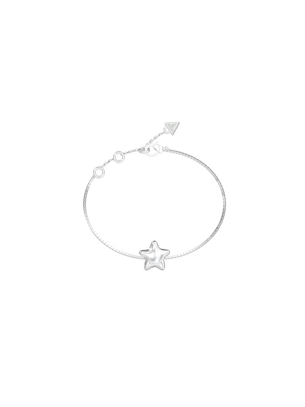 Guess Iconique ženska narukvica u boji srebra sa balon-zvezdom ukrašenom cirkonima. Elegantna i moderna, donosi sjaj i prepoznatljiv Guess stil svakodnevnim kombinacijama.