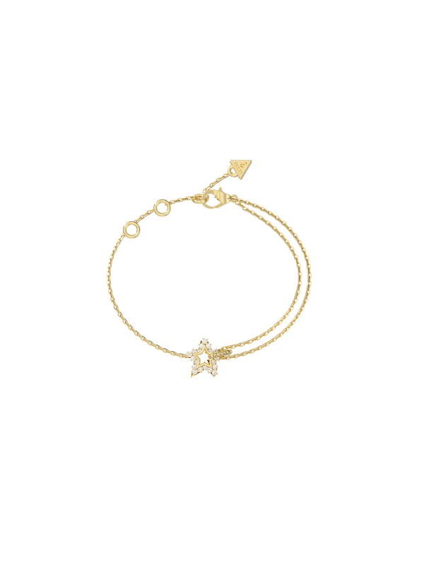 Guess Iconique ženska narukvica u boji žutog zlata sa zvezdom ukrašenom cirkonima. Topao i elegantan detalj koji unosi profinjen sjaj u svaku kombinaciju.
