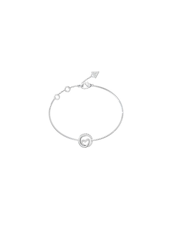 Guess Iconique ženska narukvica u boji srebra sa uvijenim srcem ukrašenim cirkonima. Elegantna i savremena narukvica koja ističe stil i profinjenost u svakoj prilici.