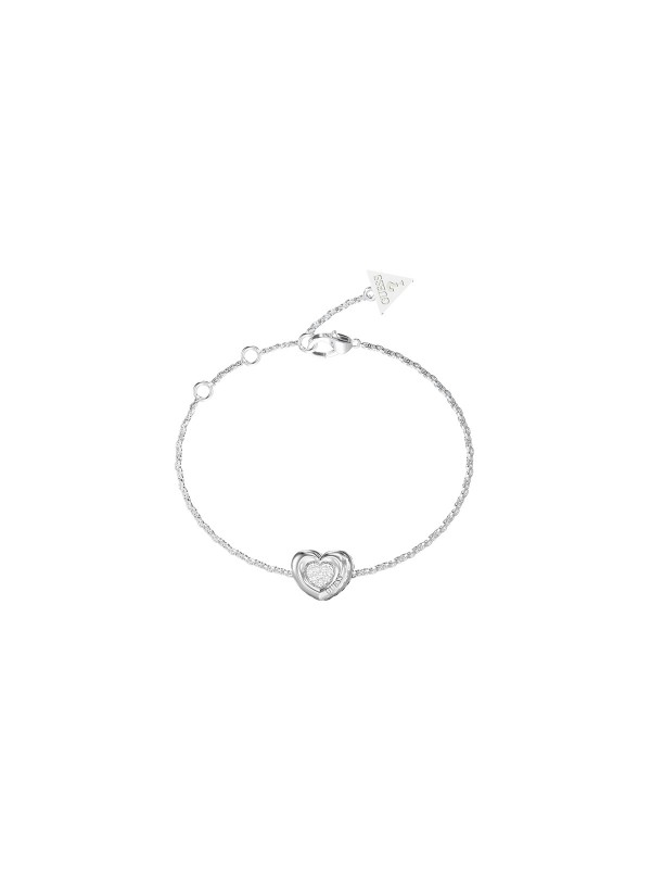 Guess L.O.V.E. tanka ženska narukvica u boji srebra sa pavé srcem koje dodaje prefinjen sjaj i modernu eleganciju. Savršen modni detalj za svaki dan i posebne prilike.