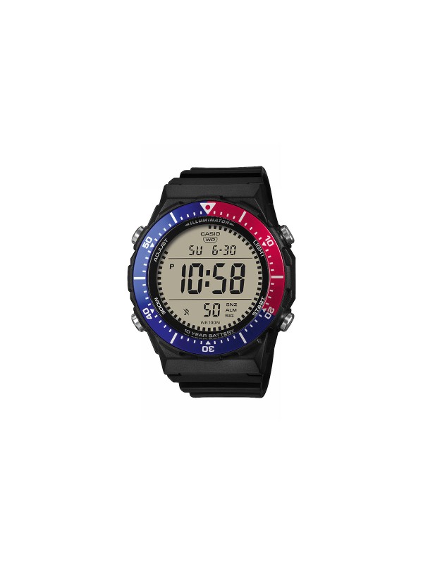 CASIO AE-1700H-1A2VEF digitalni sportski sat sa crveno-plavom koronom, širokim ekranom, LED svetlom, dugom baterijom i vodootpornošću do 100m.